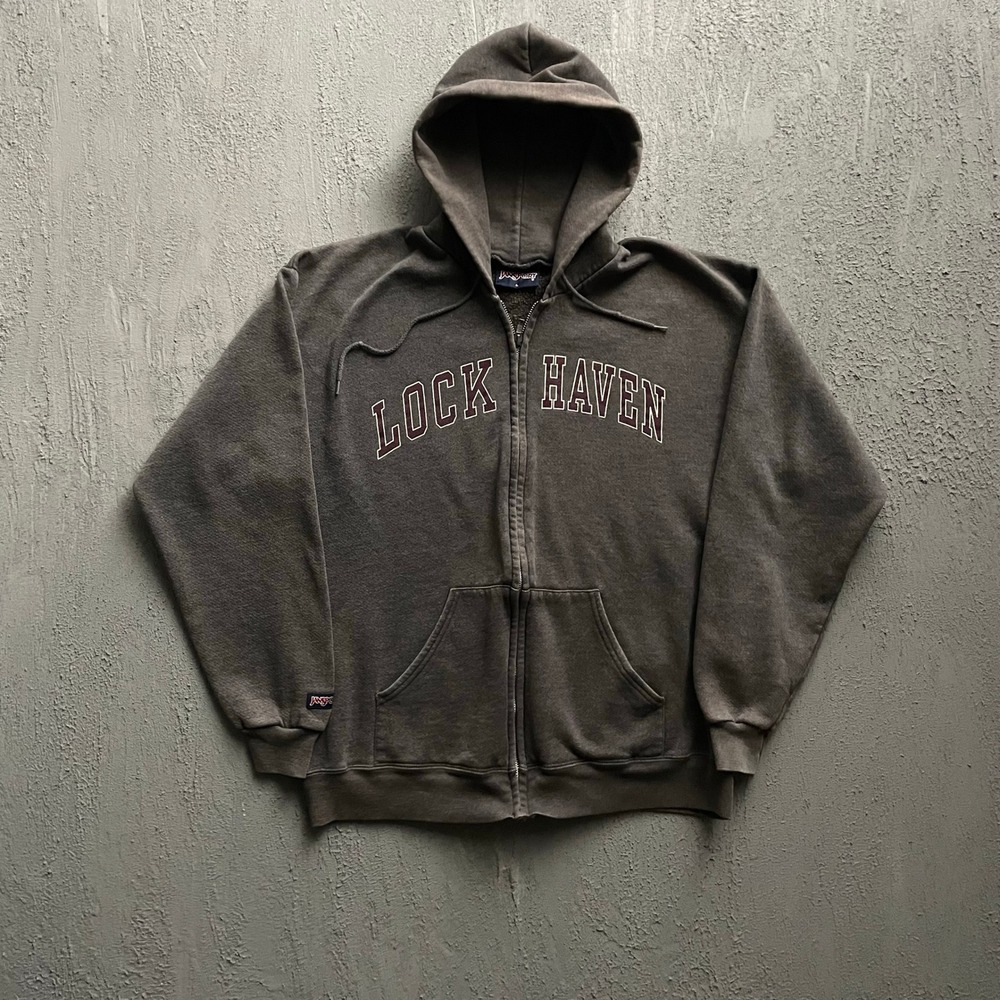 Vintage Lock Haven University Zip Up Hoodie Mens Large Grey 90s JanSport